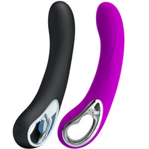 Vibrador Recarregavel com alça Metalizada, Levemente Curvado em Silicone 12 Função de Vibração - BI-014412